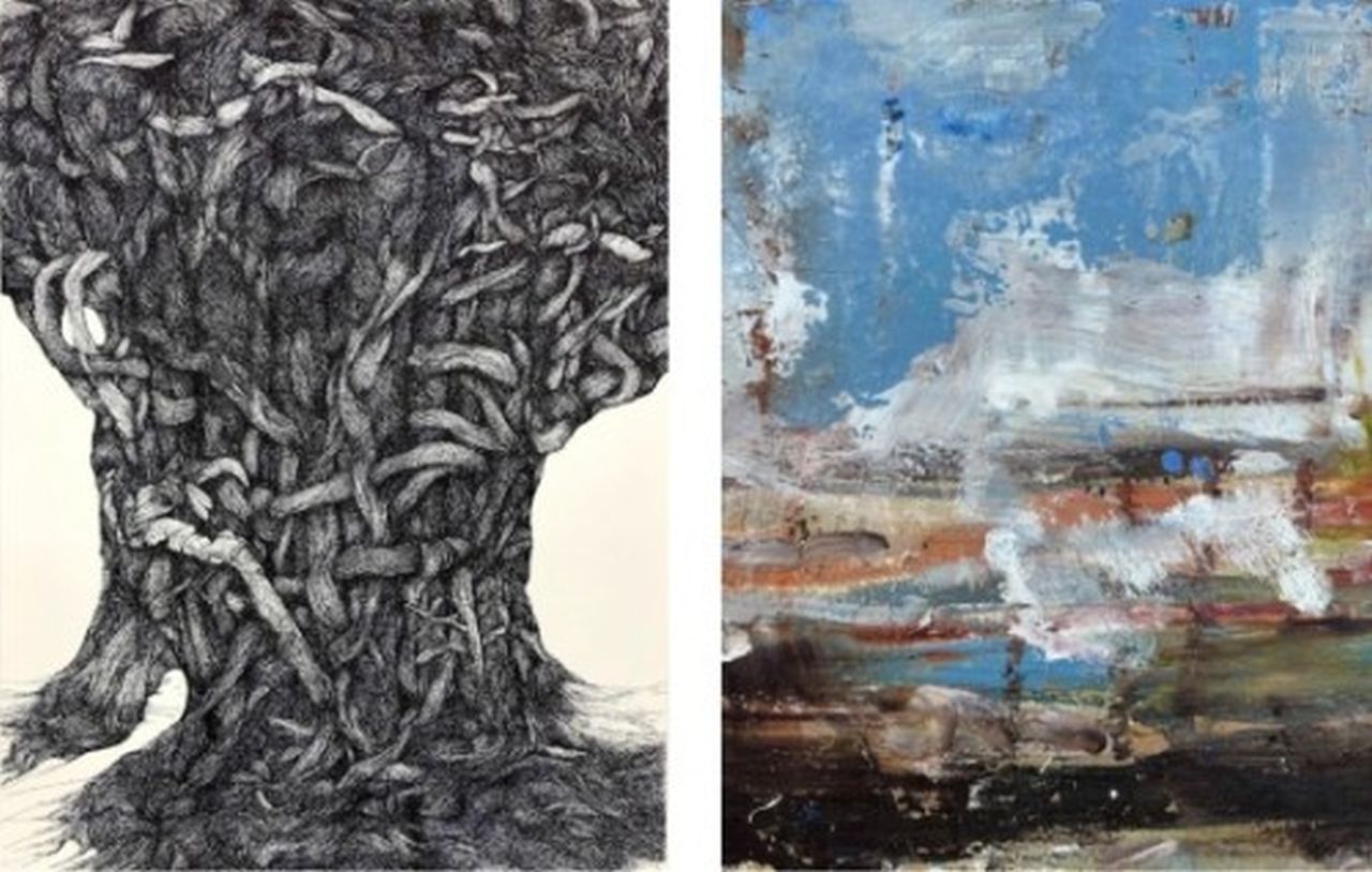 Werke der Ausstellung "Aber auch Landschaft"